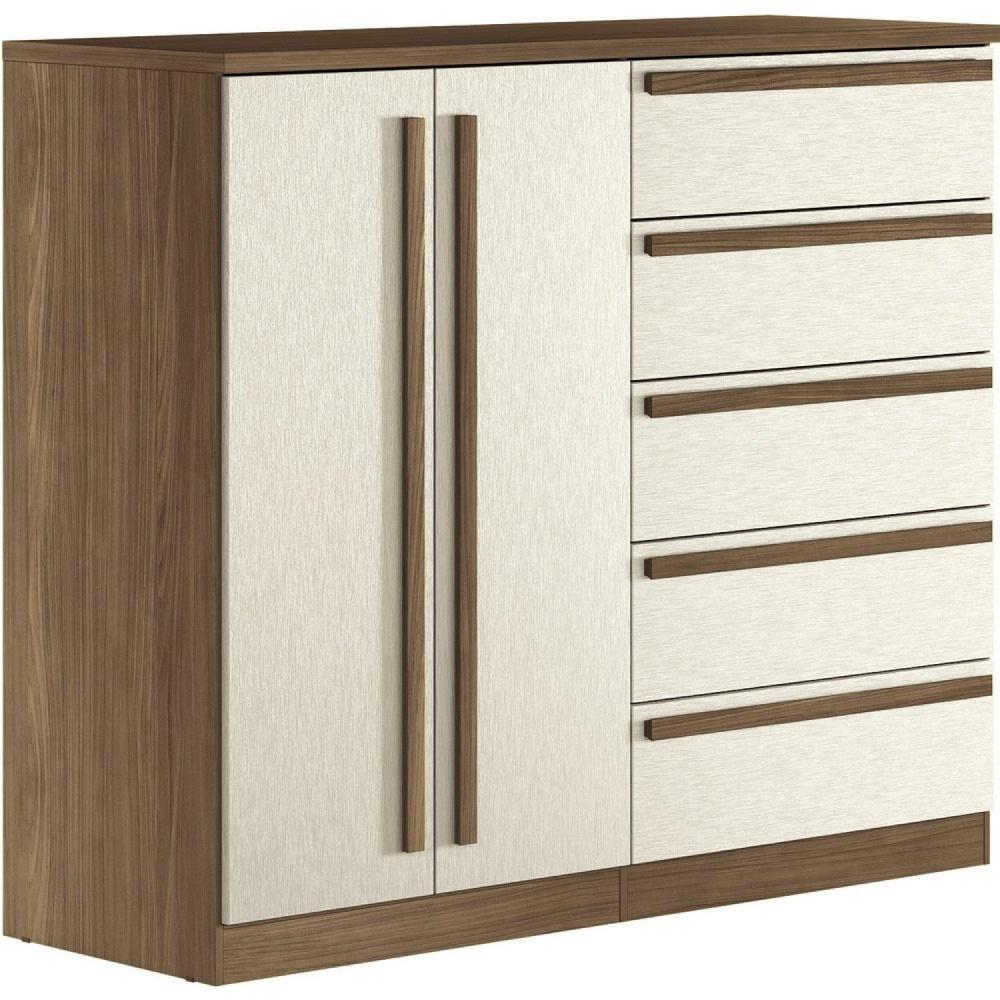 Miniatura Cômoda 2 Portas 5 Gavetas Málaga Gold Jatobá/Areia