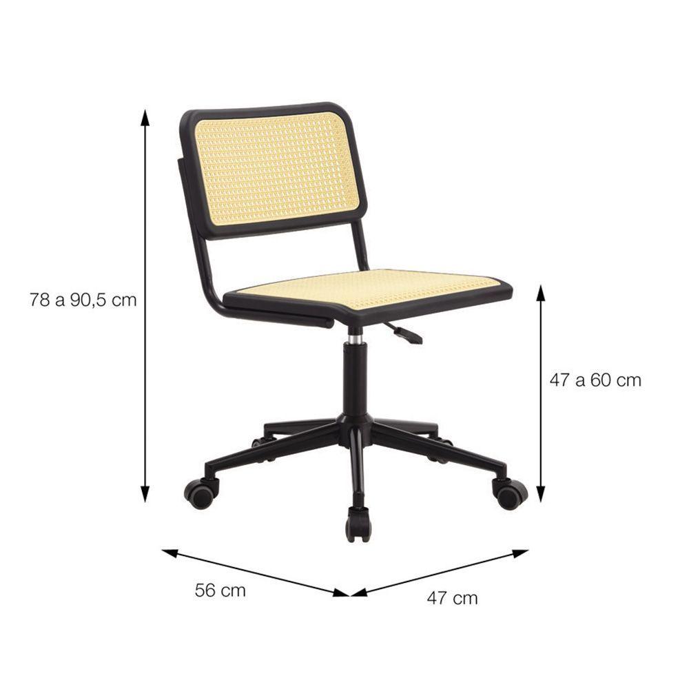 Miniatura Cadeira Cesca Rodízio Sem Braço - Preta/bege