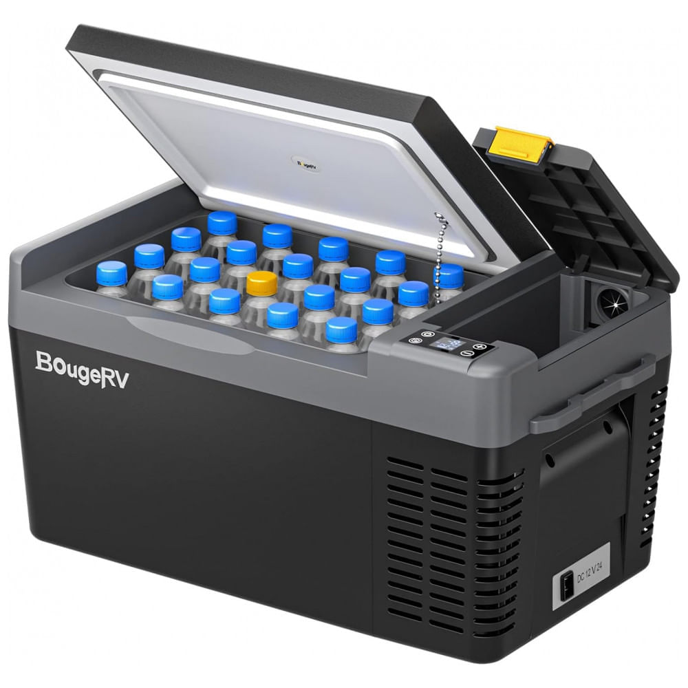 Miniatura Cooler Elétrico Automotivo Portátil 21 Litros com Compressor, BougeRV CRPRO20, Preto