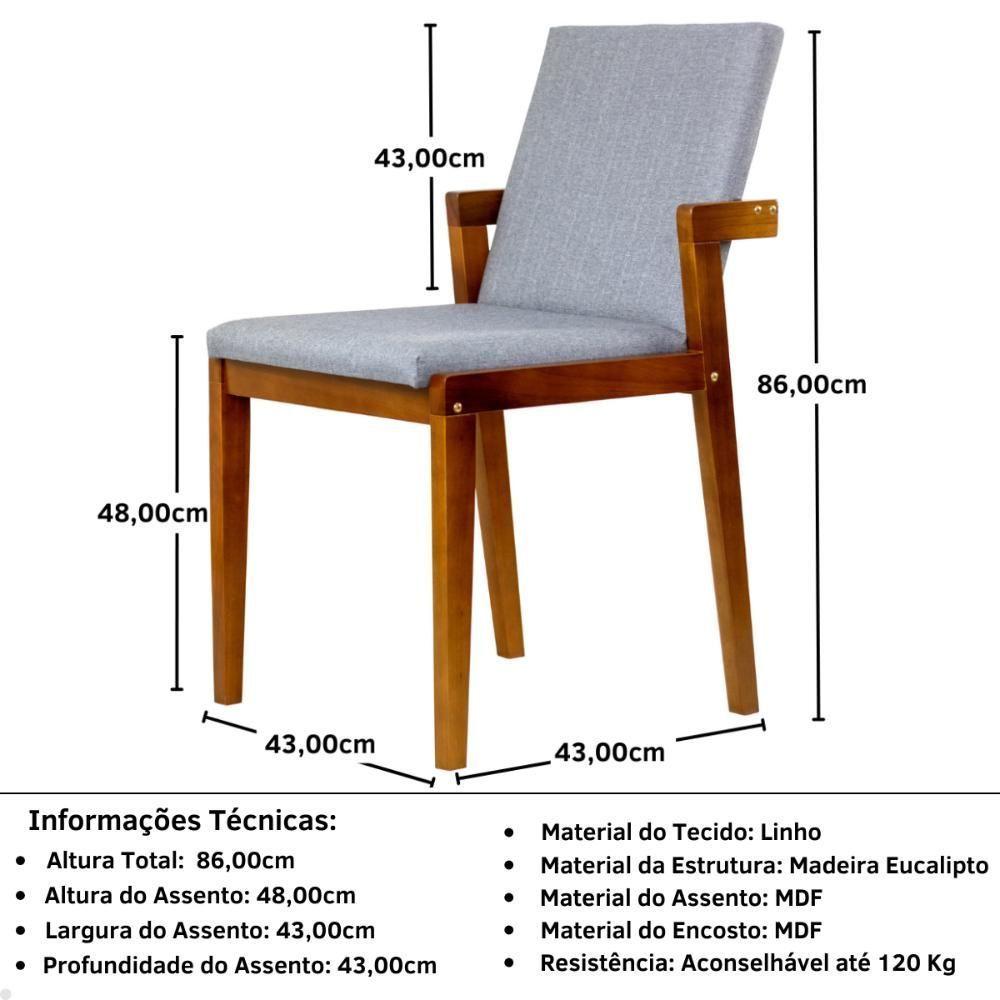 Conjunto Mesa De Jantar Redonda Preta Lara Premium 100cm Com 4 Cadeiras Estofadas Isabela - Cinza