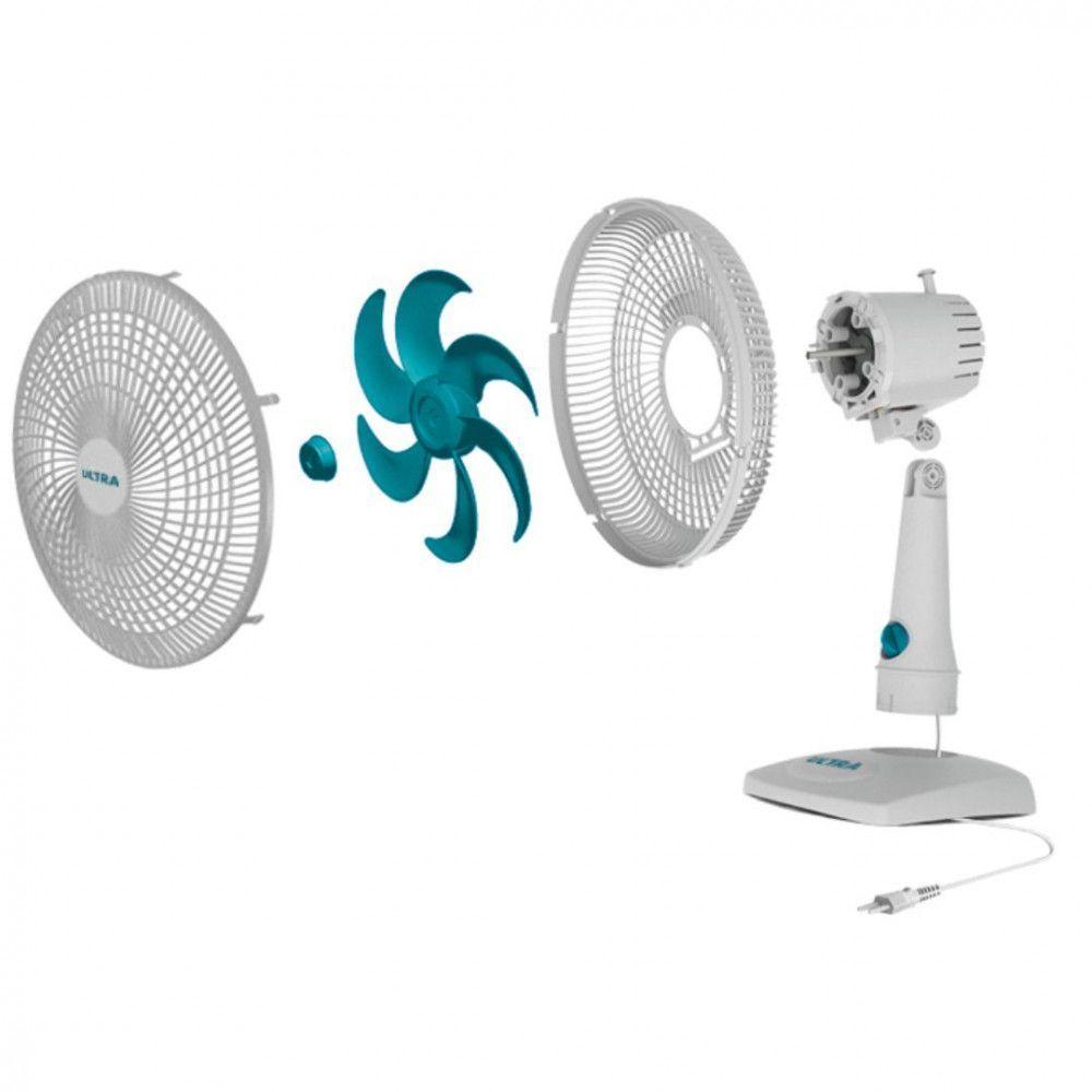 Miniatura Ventilador De Mesa Mondial Ultra V-30-6p 30cm 6 Pás 3 Velocidades 50w Branco Com Azul 220 V