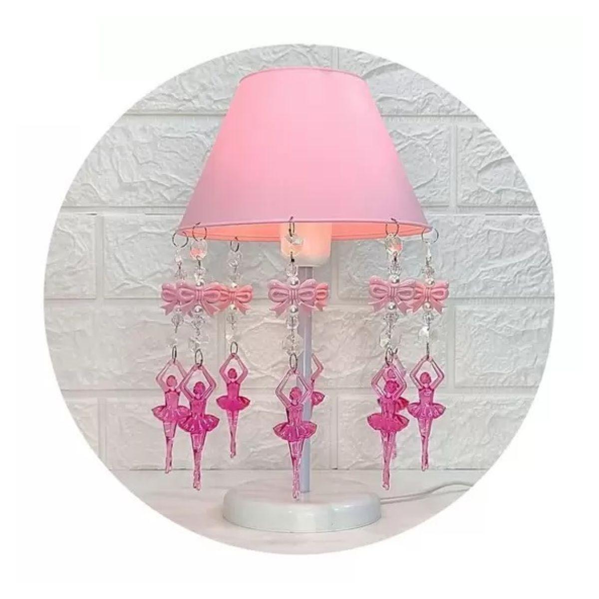 Miniatura Abajur Rosa Bebê Artesanal - Decoração Quarto Infantil