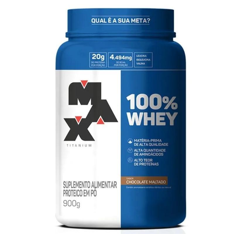 Miniatura 100% Whey (900G) Max Titanium - Chocolate Maltado
