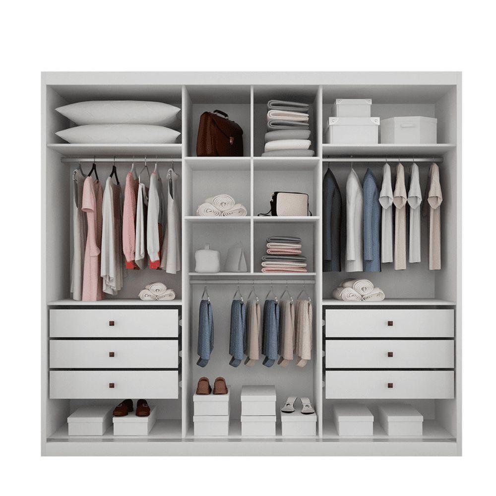 Miniatura Guarda Roupa Casal Com Espelho 3 Portas 6 Gavetas Palazzo-branco Móveis Novo Horizonte