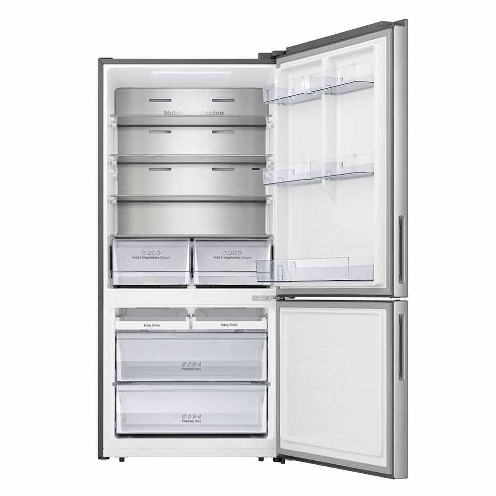 Miniatura Refrigerador Bottom Freezer Metal Tech Hisense de 02 Portas Frost Free com 499 Litros Inox - RB5P504 110