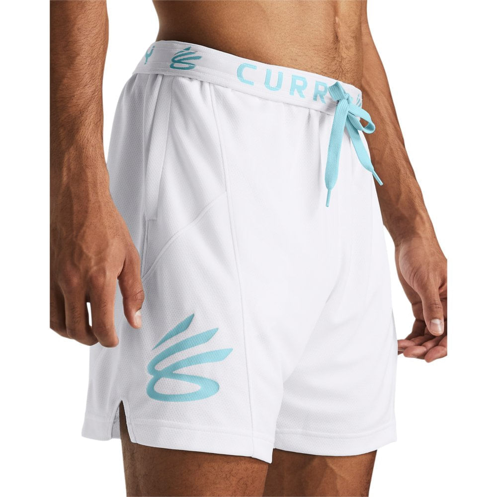 Miniatura Bermuda de Basquete Masculina Under Armour Curry Spash P Branco