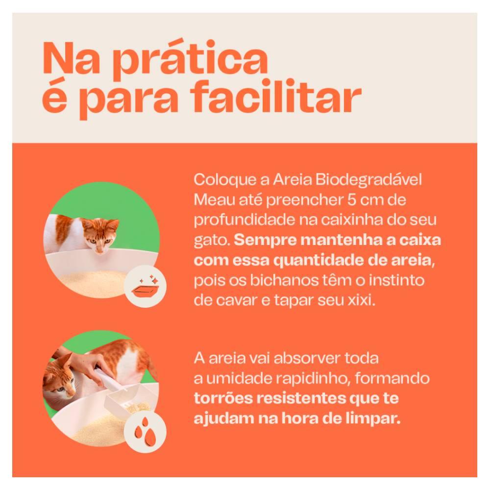 Miniatura Areia Higiênica Meau Biodegradável Grãos Finos para Gatos - 12 Kg