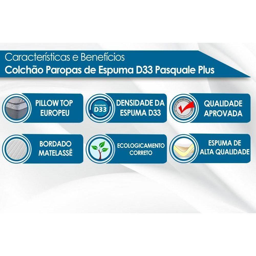 Colchão Casal Espuma D33 Pasquale Plus Euro Pillow Clean (138x188x25) - Paropas