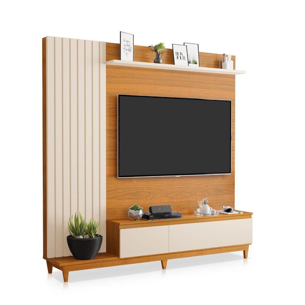 Miniatura Painel Tv Sala Quarto 65 Polegadas Ripado Jakarta Mdf