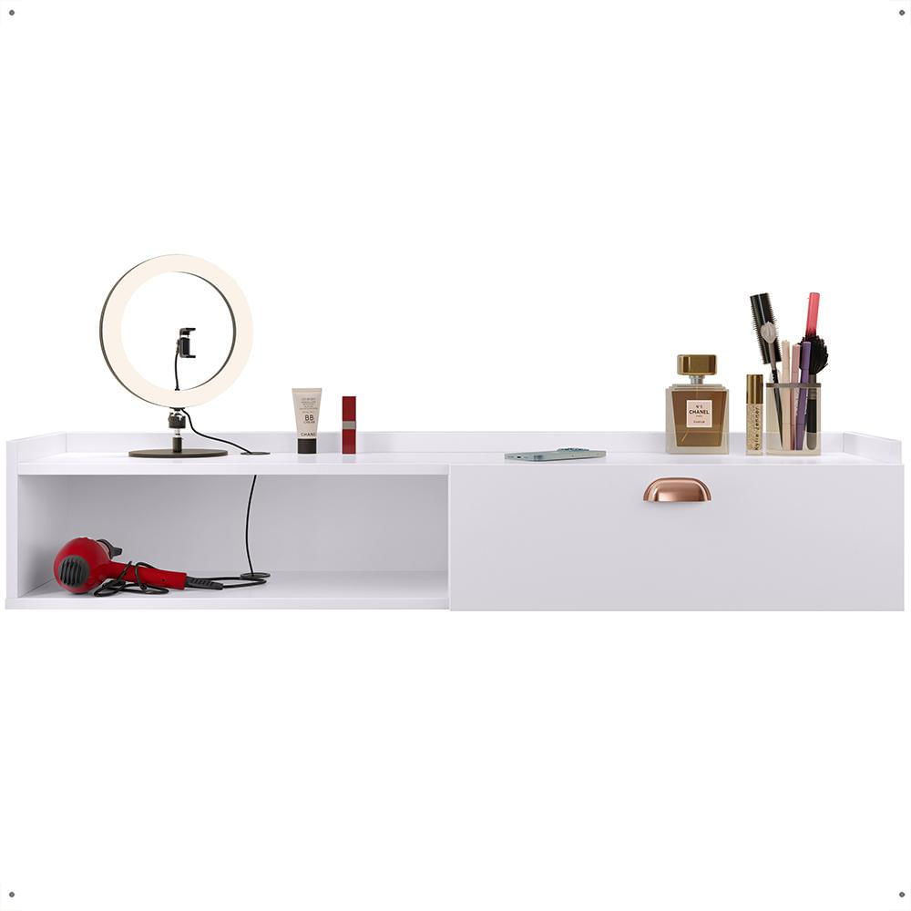 Miniatura Penteadeira Suspensa Classic 90 cm Porta Joia Mesa Maquiagem Camarim Quarto Pequeno - Branco - RPM