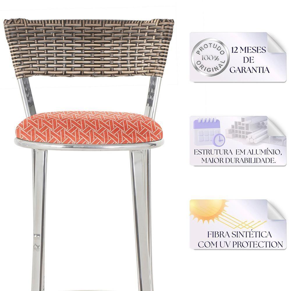 Conjunto Com 2 Banquetas Em Alumínio, Fibra Sintética E Impermeável Tc Capuccino Z20