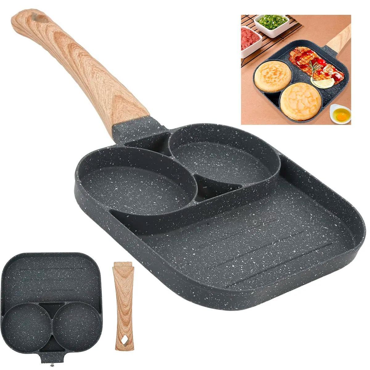 Miniatura Frigideira 3 Em 1 Antiaderente Para Ovos Carnes E Hambúrguer