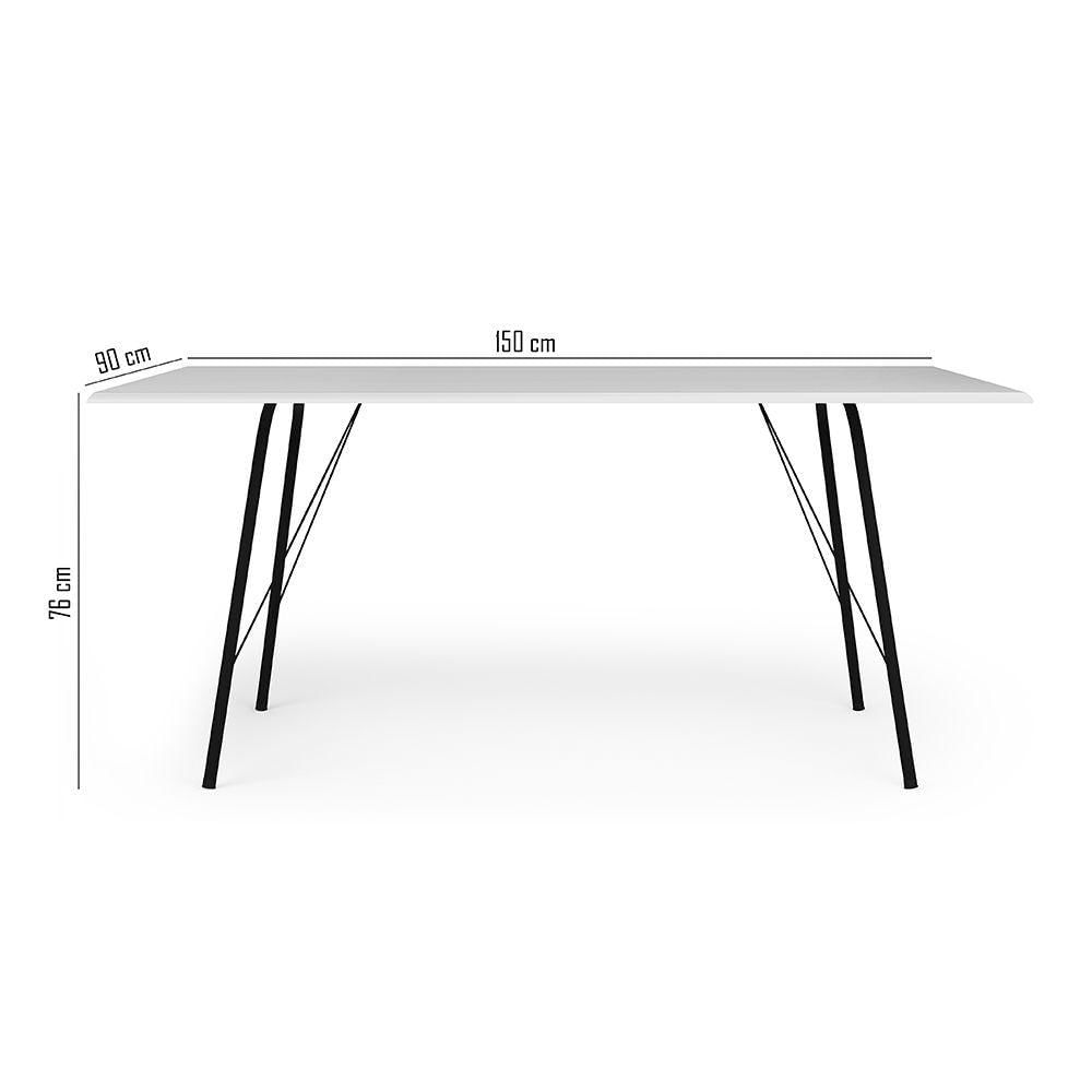 Miniatura Mesa Sala De Jantar Paraty Preto 150x90cm Tampo Branco