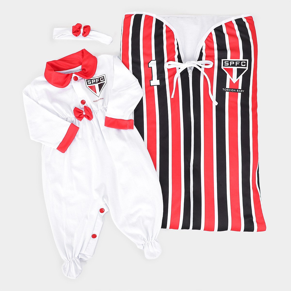 Miniatura Saída de Maternidade Infantil São Paulo Menina Vermelho+Branco