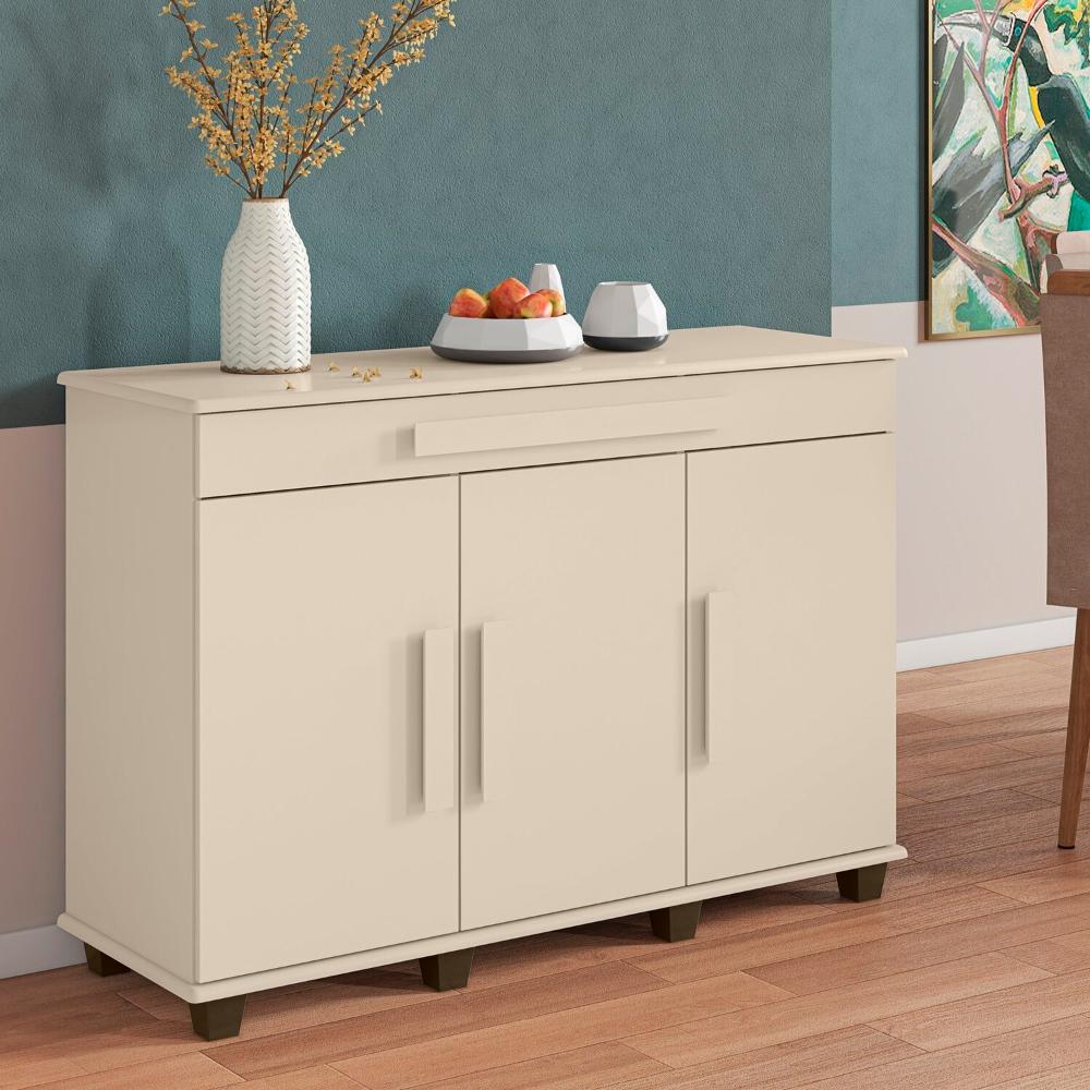 Miniatura Balcão Aparador com 3 Portas e 1 Gaveta com Divisória Off White