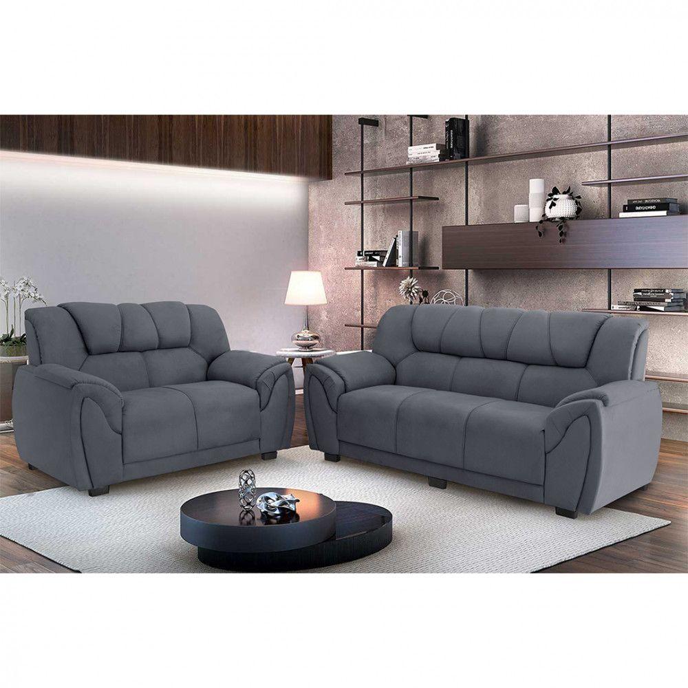 Miniatura Sofa Parana Moscou 3 E 2 Lugares Cinza