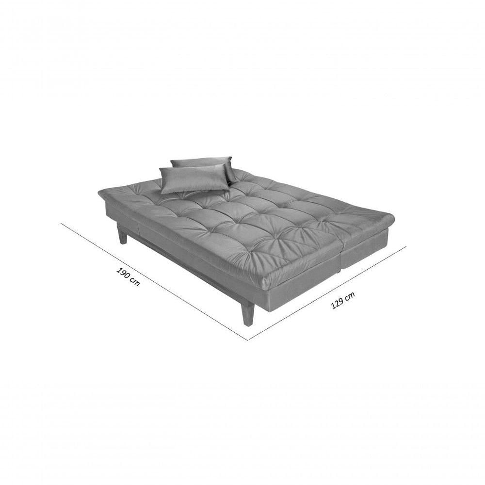 Miniatura Sofá Cama Versátil 3 Lugares Império Reclinável Casal Pés Madeira Espuma Especial D33 Suede Marrom 379