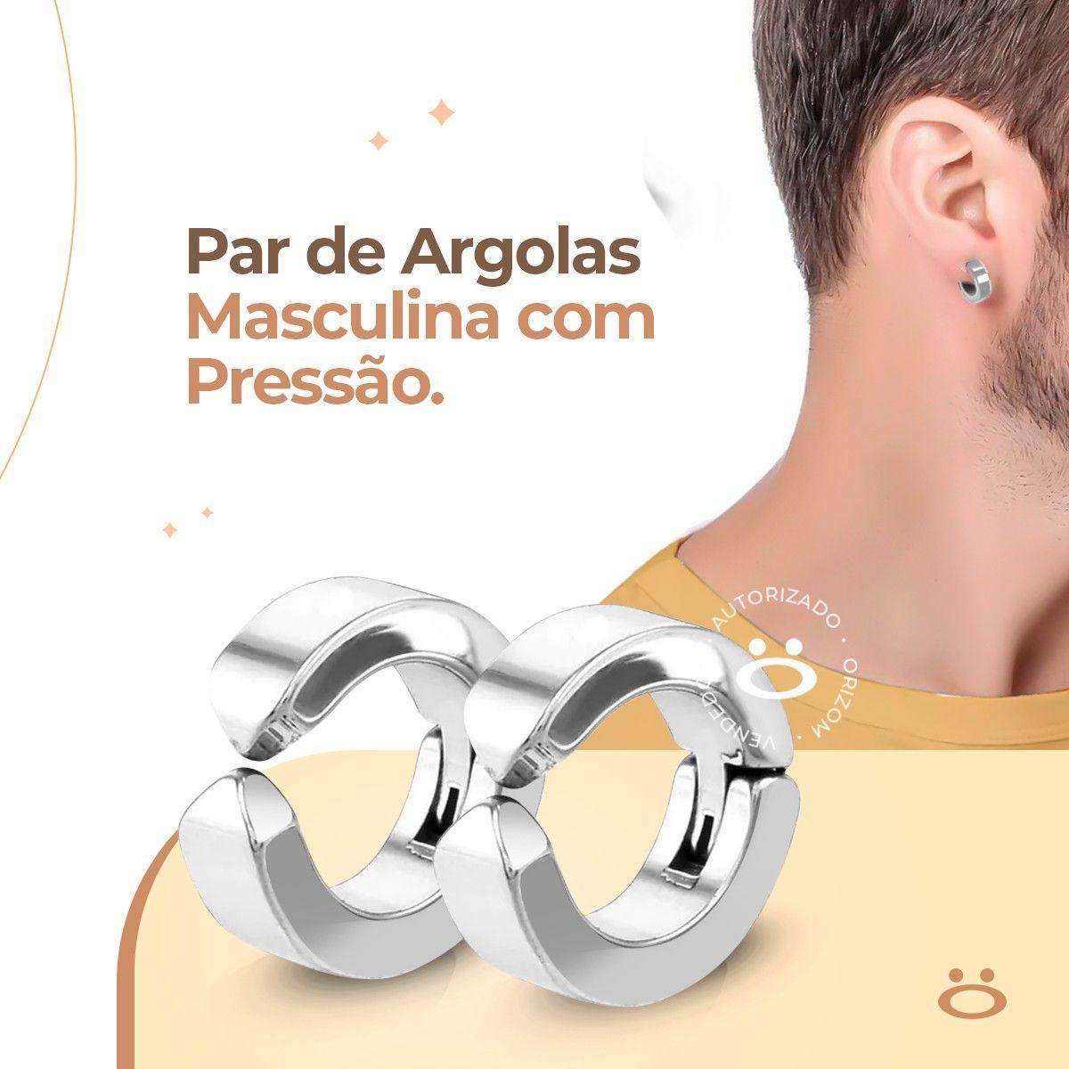 Miniatura Brinco Masculino Feminino Prata Aço Inox Argola Pressão 10Mm
