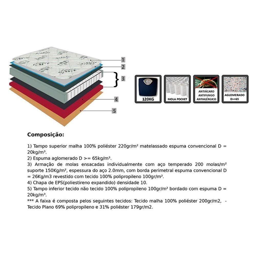 Miniatura Colchão King Molas Ensacadas Masterpocket Torino Ibrido (193x203x33) - Orthoflex