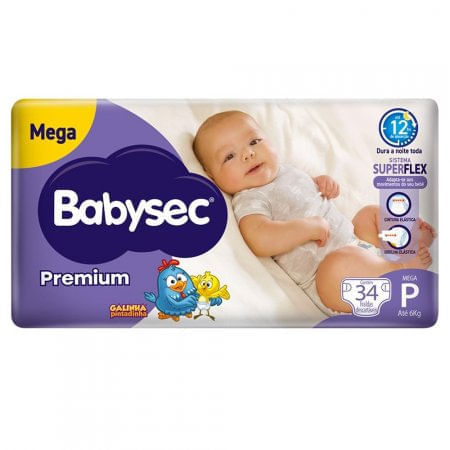 Miniatura Fralda Babysac Galinha Pintadinha Premium Tamanho P 34unidades