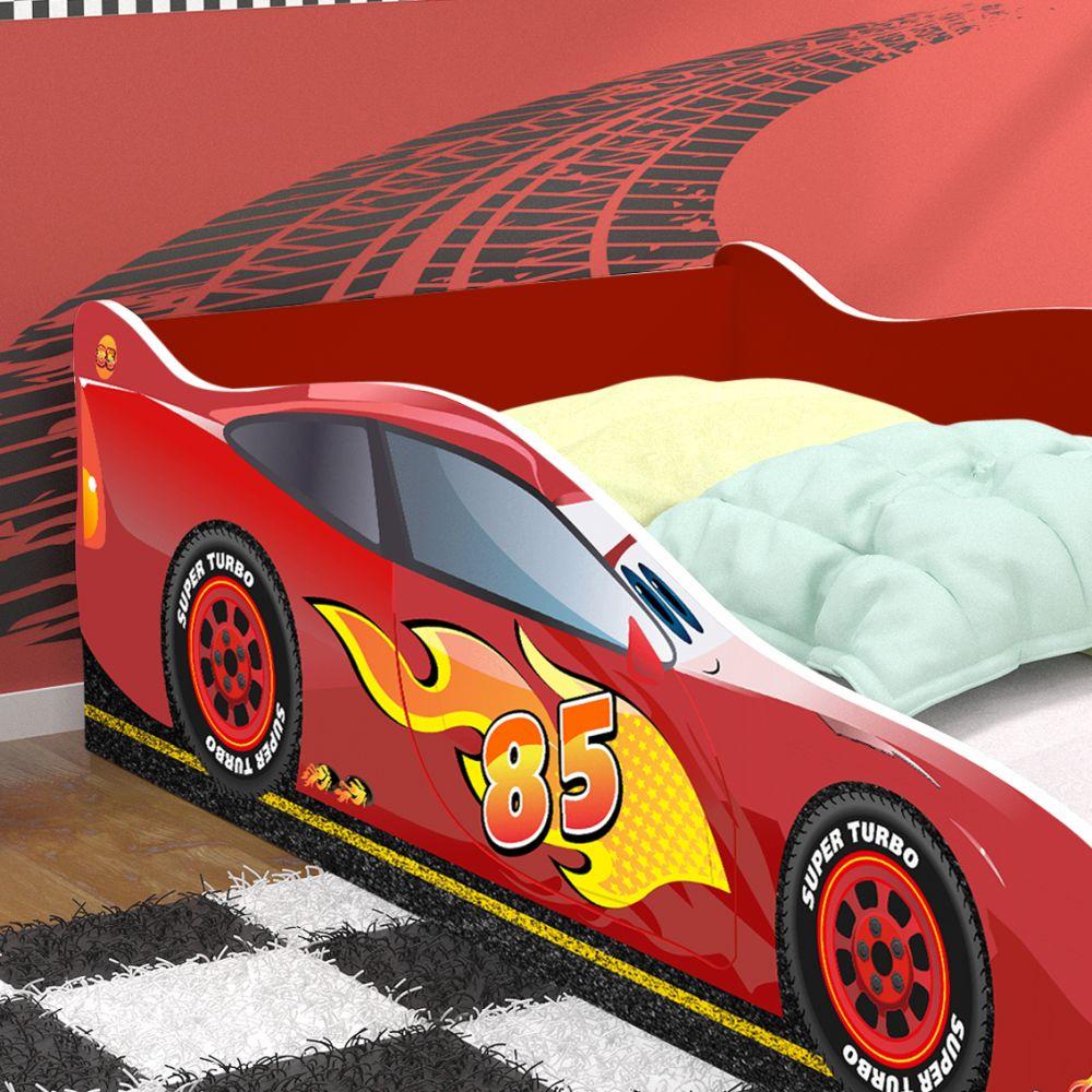 Miniatura Cama Carro Super Turbo 85 Solteiro com Colchão D20 - Vermelho - RPM Móveis