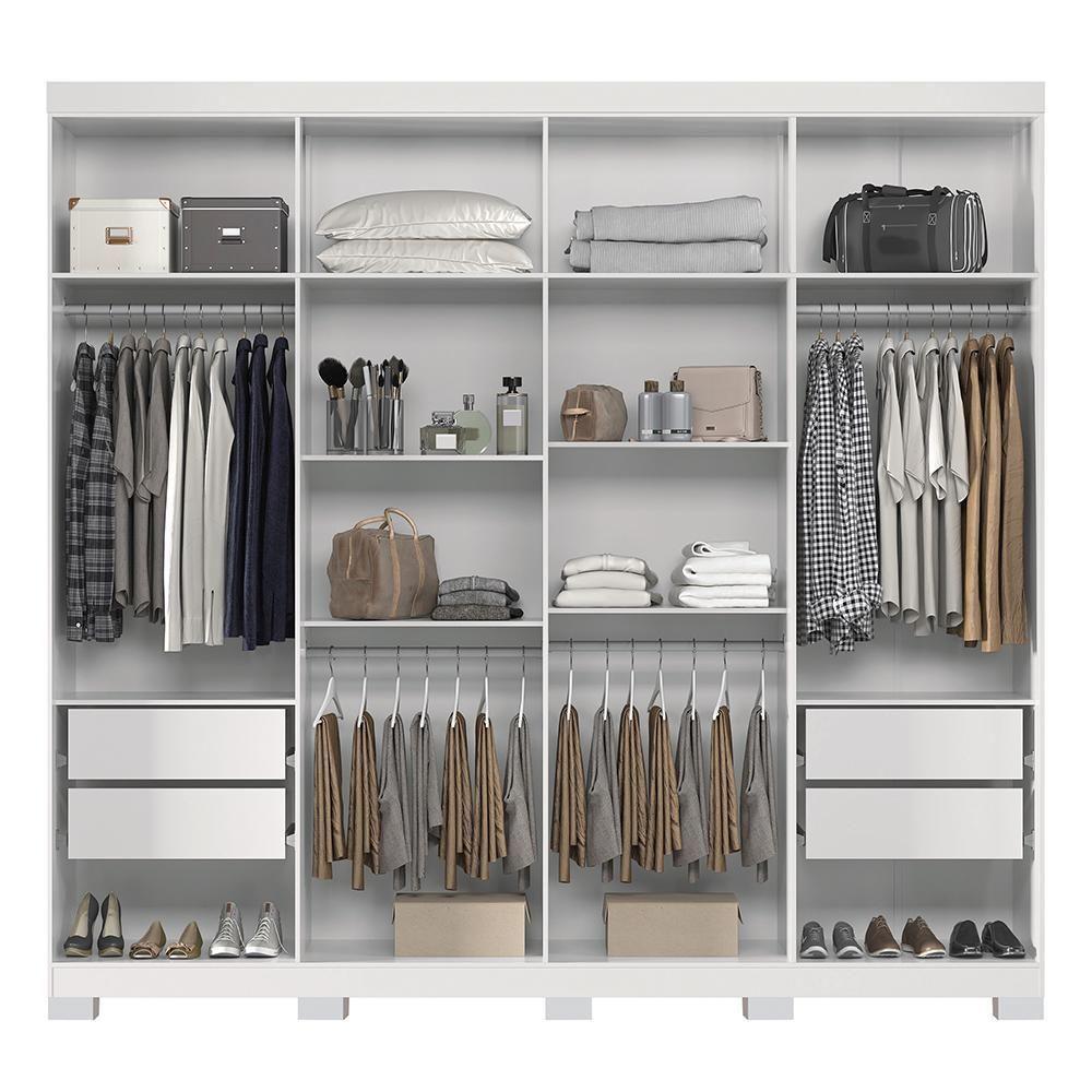 Miniatura Guarda Roupa Casal Master New 8.4 8 Portas Branco Com Espelho E Pés - Santos Andirá Branco