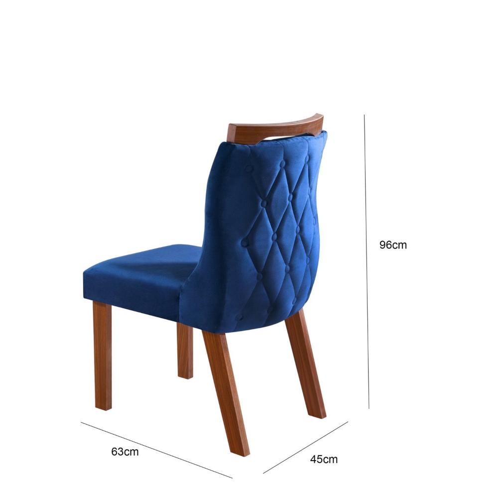 Miniatura Conjunto 2 Cadeiras para Sala de Jantar Viena Castanho Prêmio/Azul