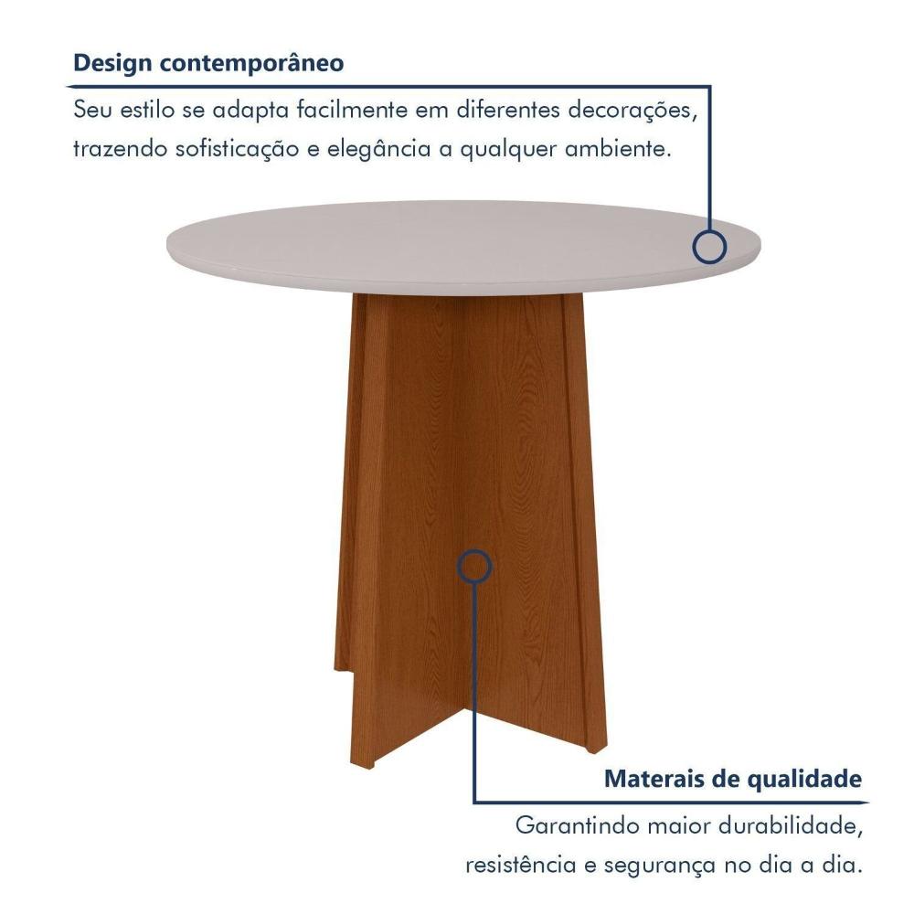 Miniatura Mesa de Jantar 100x100cm Tampo MDF/Vidro Celebrare Frassino/Off White