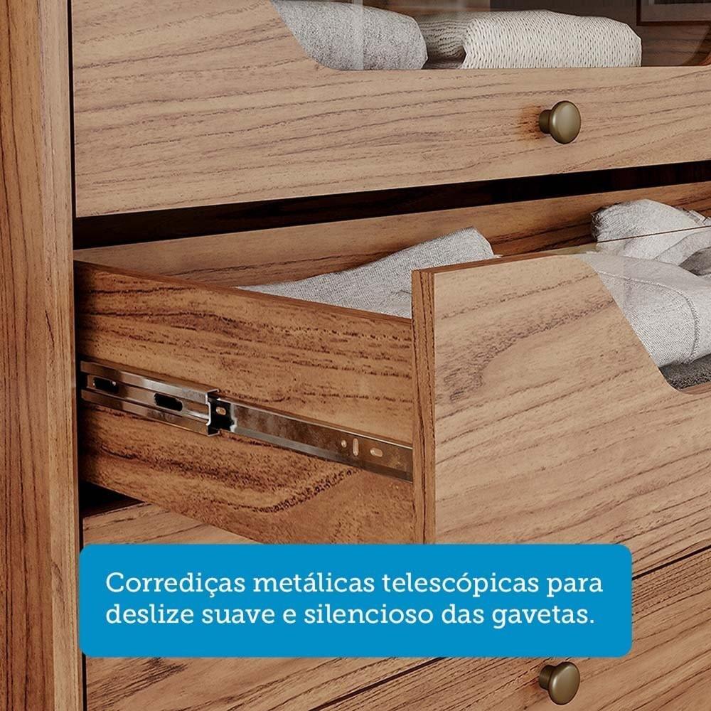 Guarda-roupa Casal 267,60cm 6 Portas com Espelho 100% Mdf Linhares Espresso Móveis Cinamomo/Off White