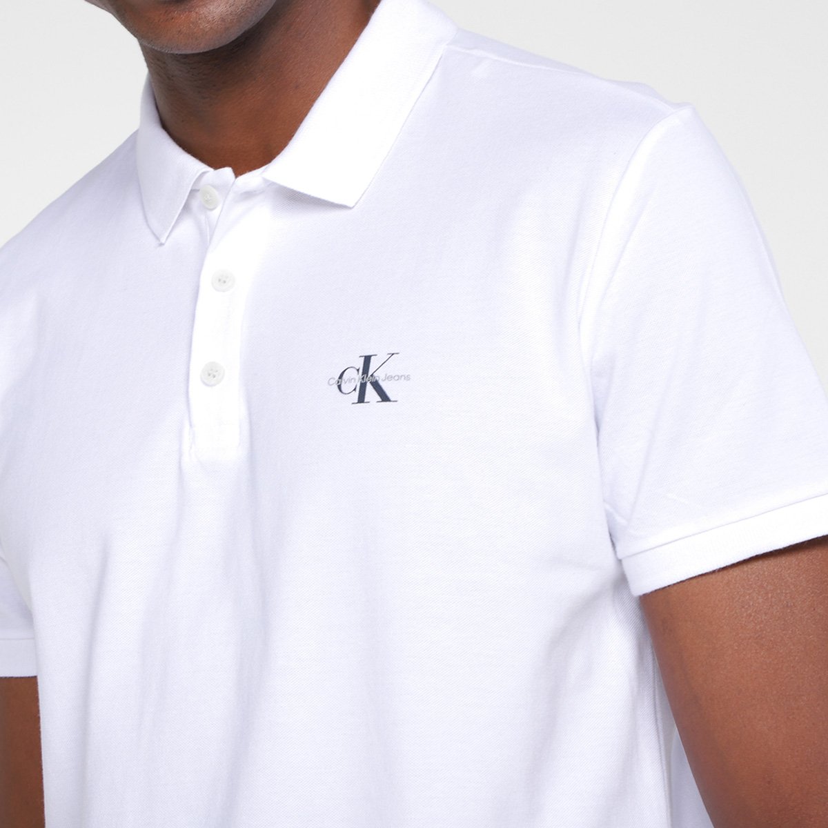 Miniatura Camisa Polo Calvin Klein Logo Masculina Branco - G