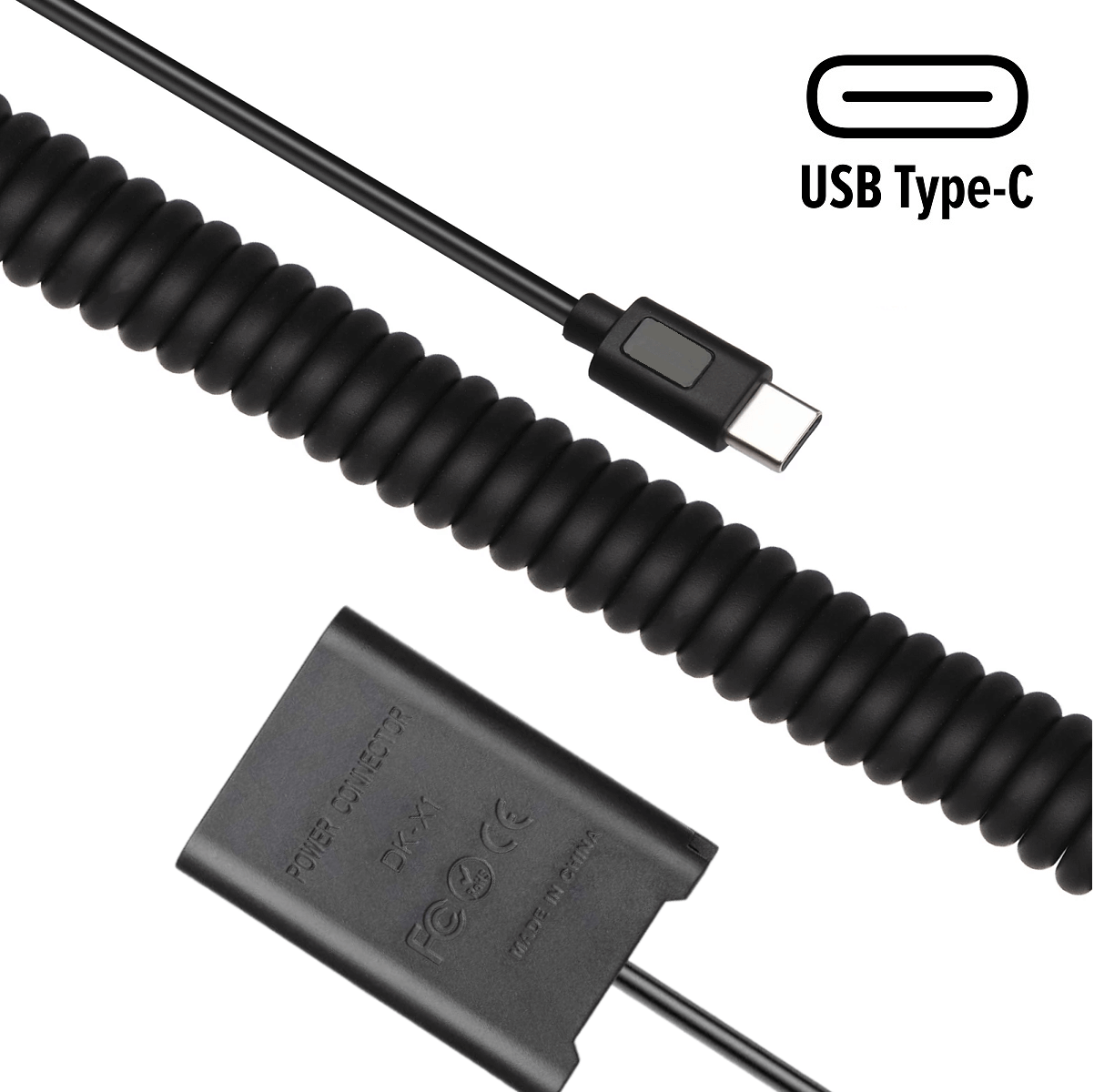Miniatura Adaptador Dummy PD DK-X1 Bateria Sony NP-BX1 Espiral com Conector USB-C