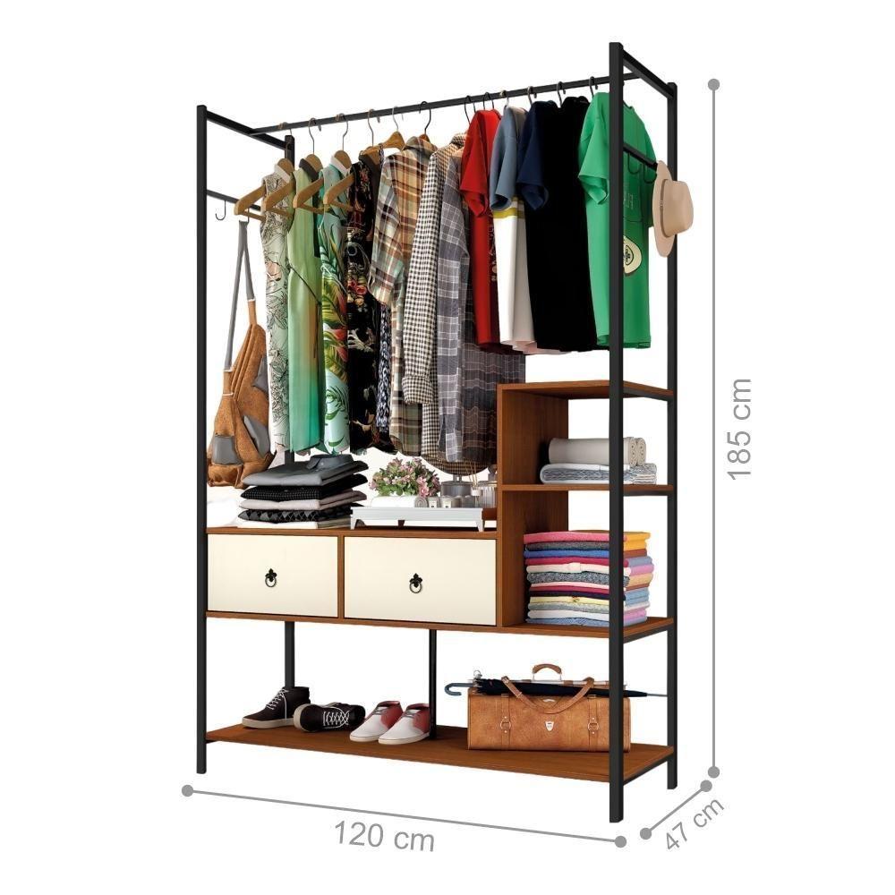 Miniatura Guarda Roupa Industrial Mazzara Preto Canela Off White