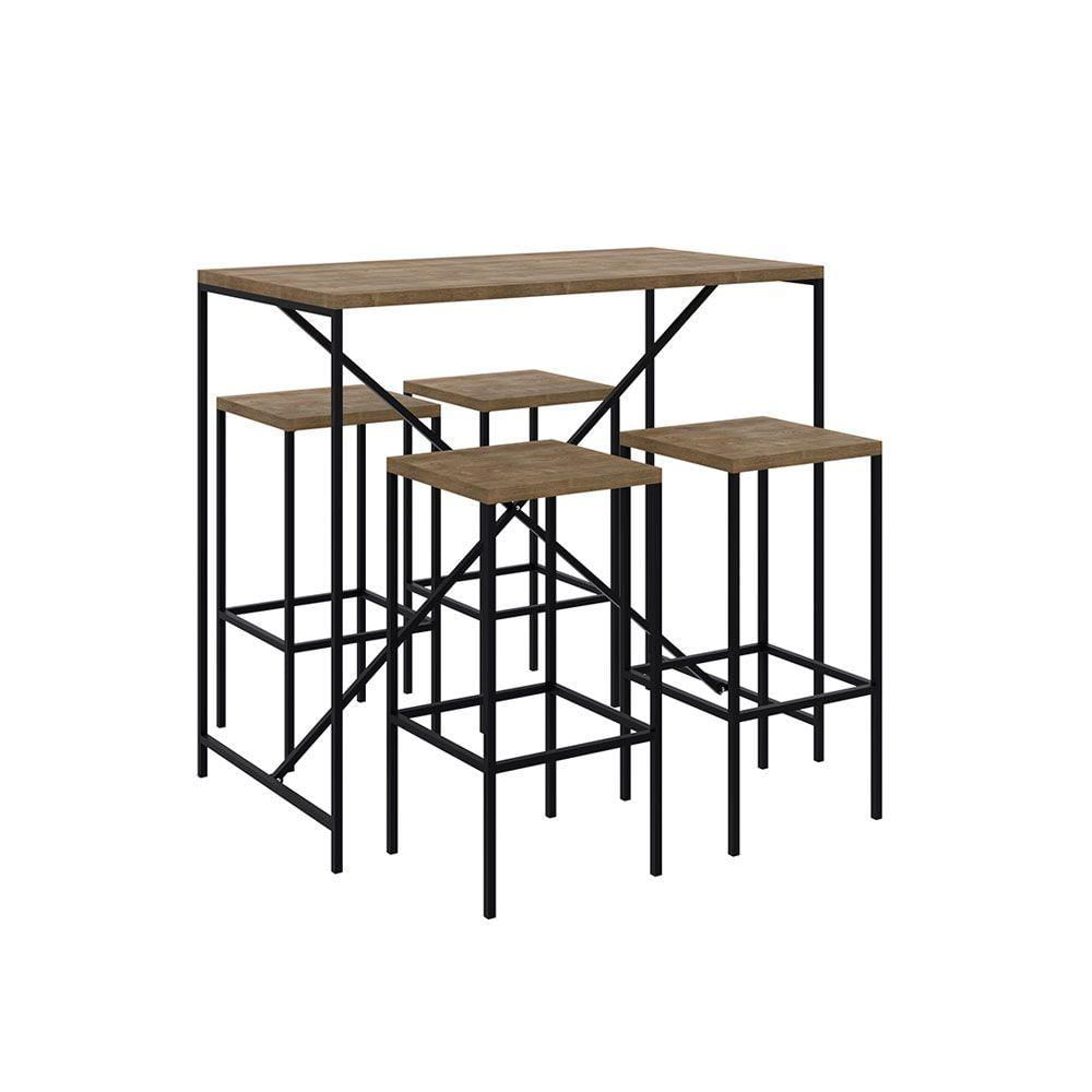 Miniatura Conjunto Mesa Bancada Com 04 Banquetas Alta Steel