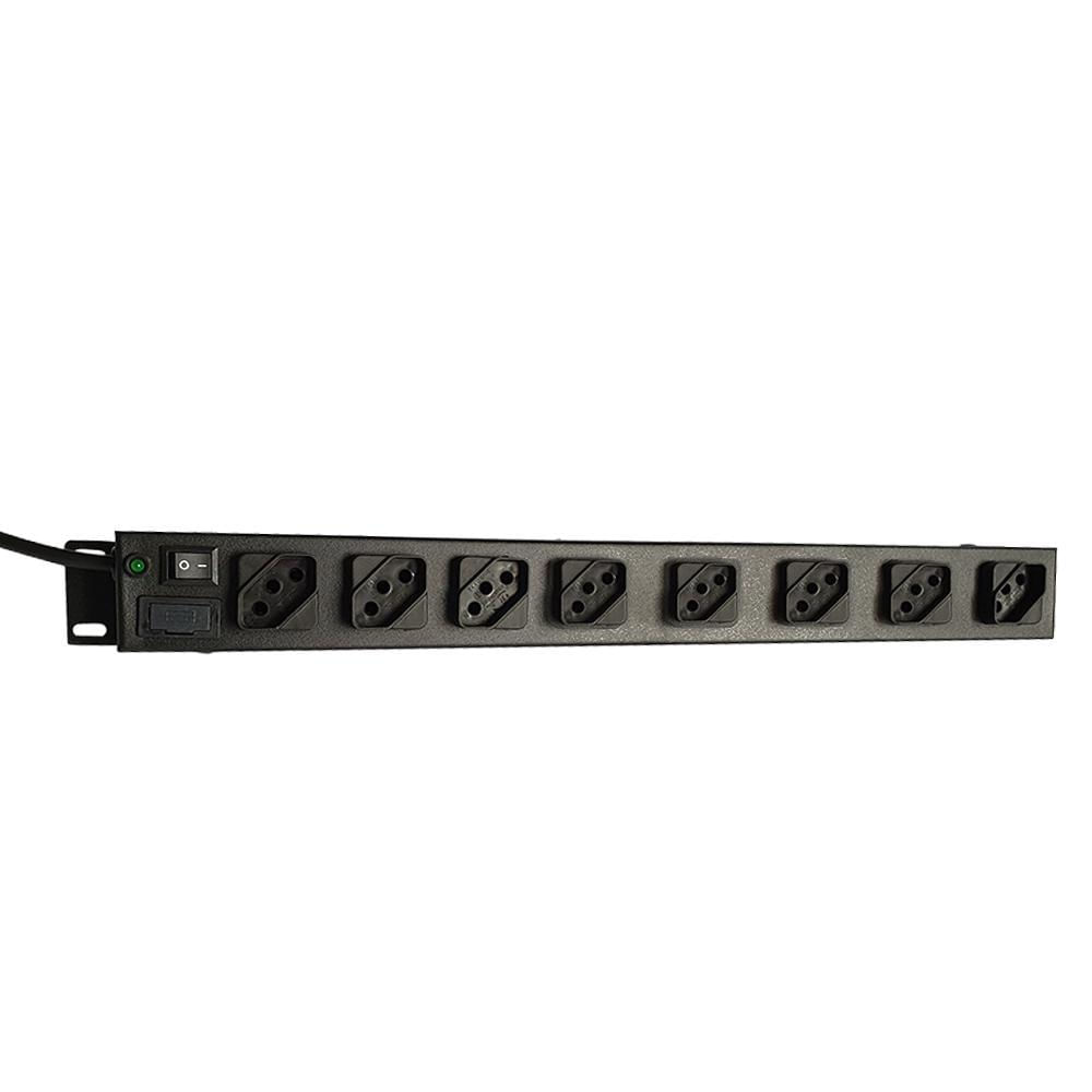 Miniatura Régua 8 Tomadas Rack 19 Polegada Cabo 3M - 110V /220V 2200W