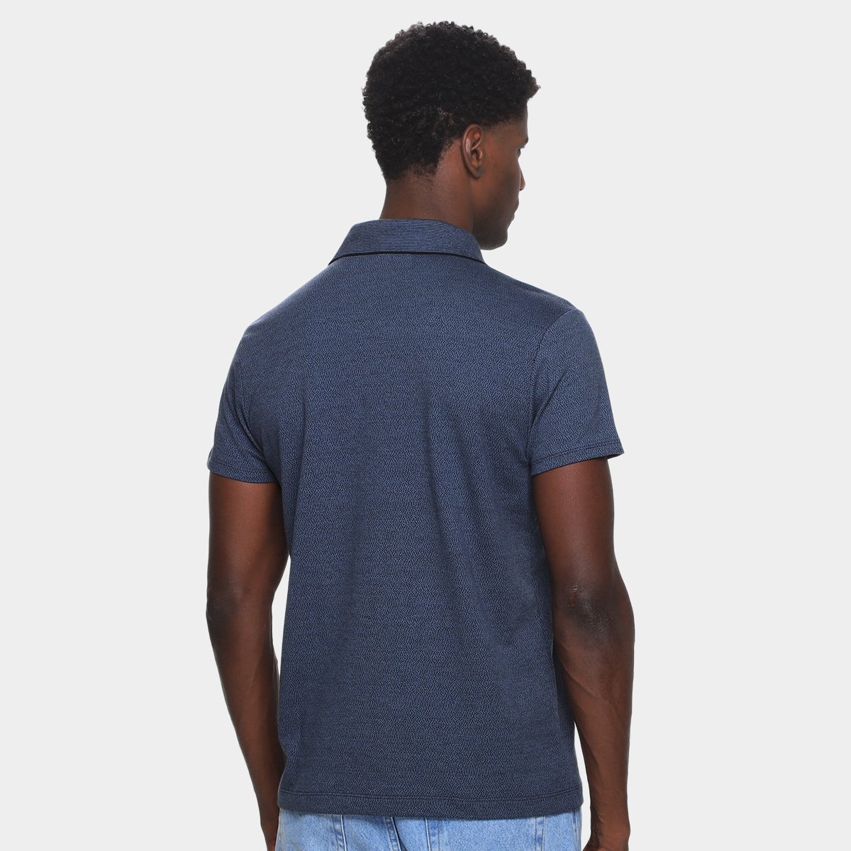 Miniatura Camisa Polo Pierre Cardin Meia Malha Masculina Azul Escuro - G