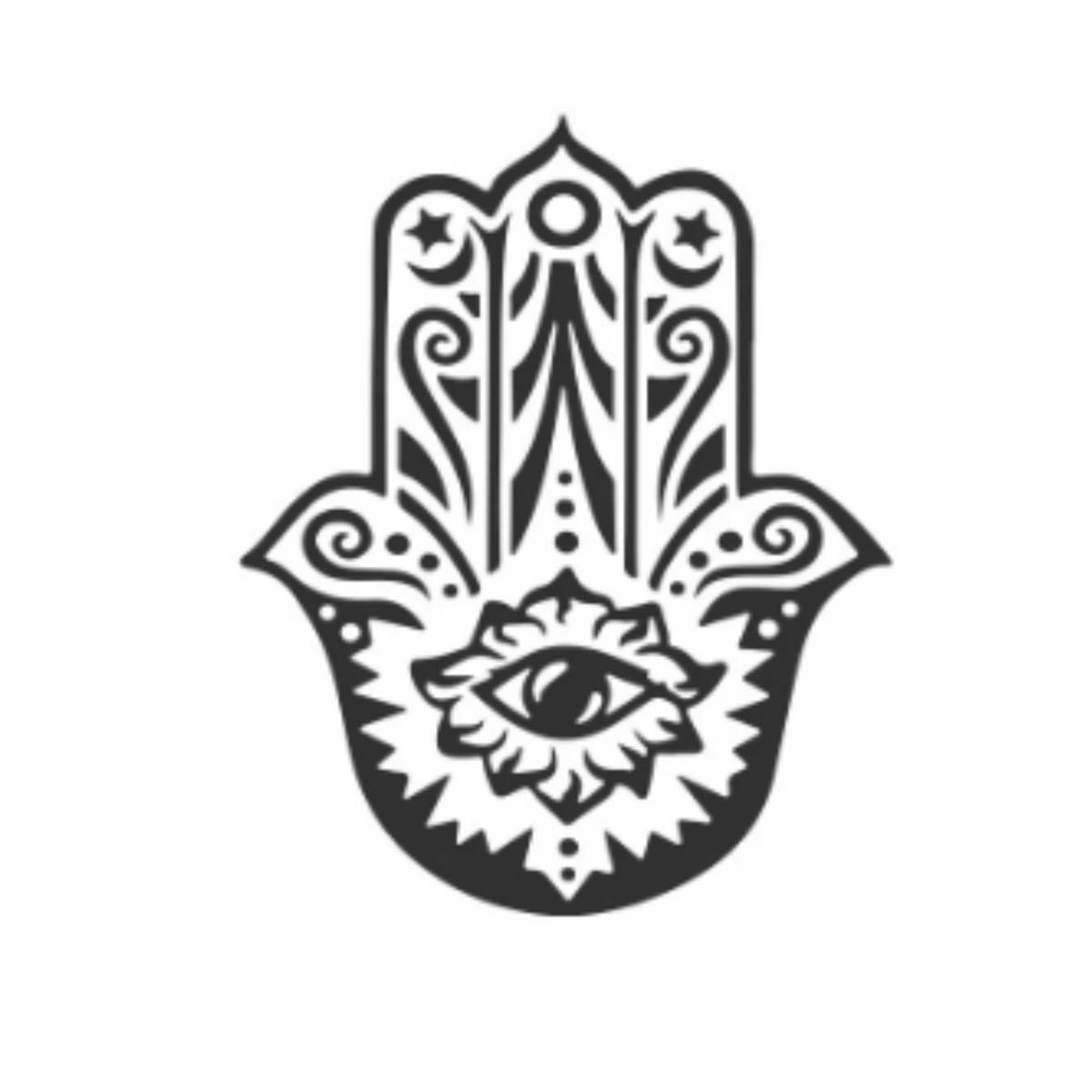Miniatura Tatuagem Temporária Mão De Fatima Olho Modelo 9X6Cm