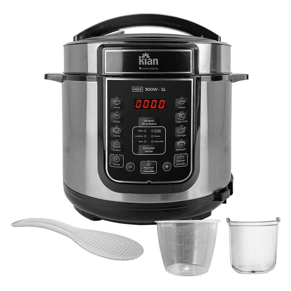 Miniatura Panela de Pressão Elétrica 5L Kian PPE-101 Preta com Prata 127V Preto - 127V