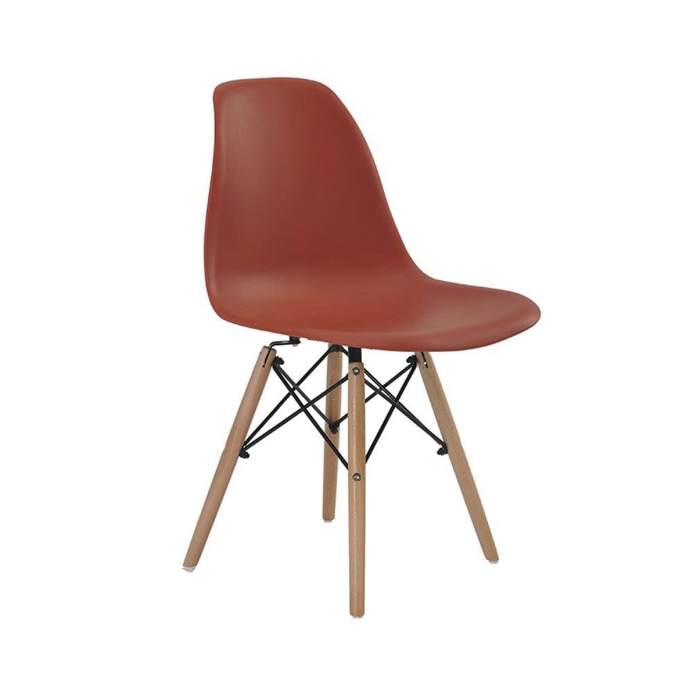 Conjunto 2 Cadeiras Eiffel PP Base Madeira Rivatti Laranja Telha