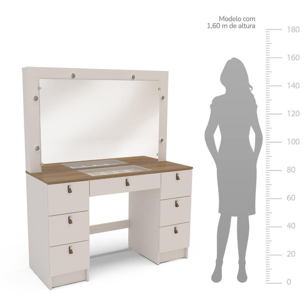 Penteadeira Camarim com Espelho França Off White/Freijó