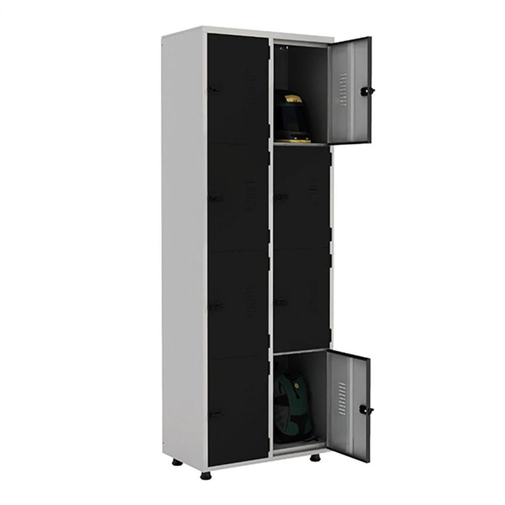Miniatura Armário Roupeiro Aço 8 Portas Guarda Volume Ea702 Preto