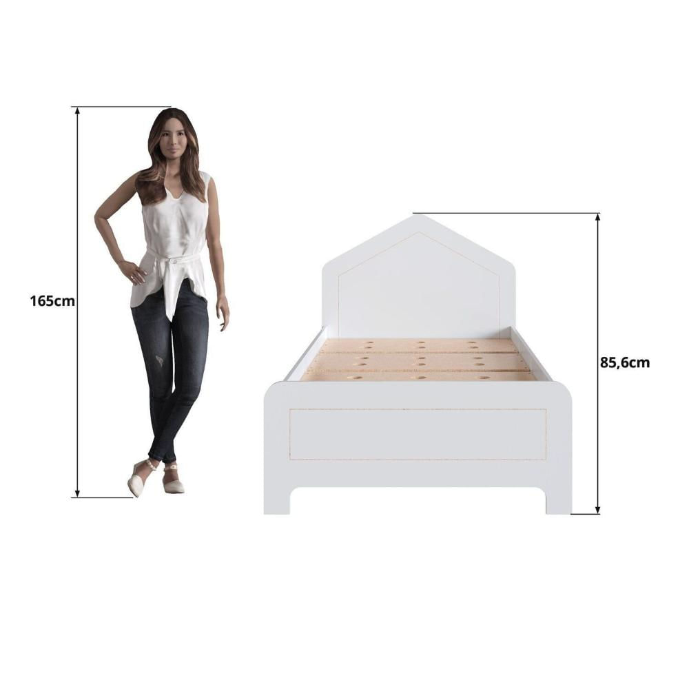 Miniatura Cama Infantil em Mdf 15cm com Cabeceira Casinha 193cm X 95cm Dylan Branco Tx/ Cru
