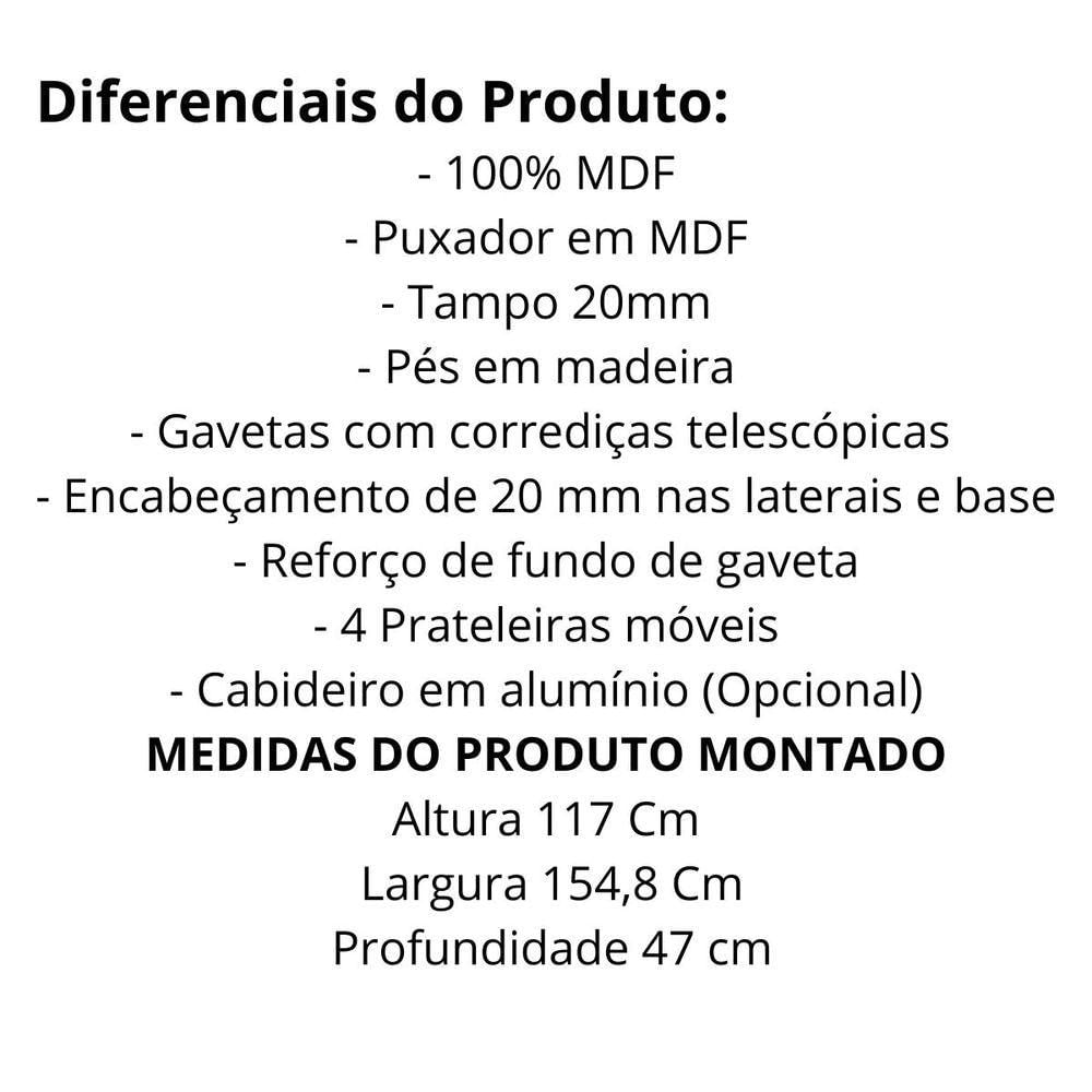Cômoda Grande Reforçada Casal Havana Em Mdf 5 Gavetas Fenix