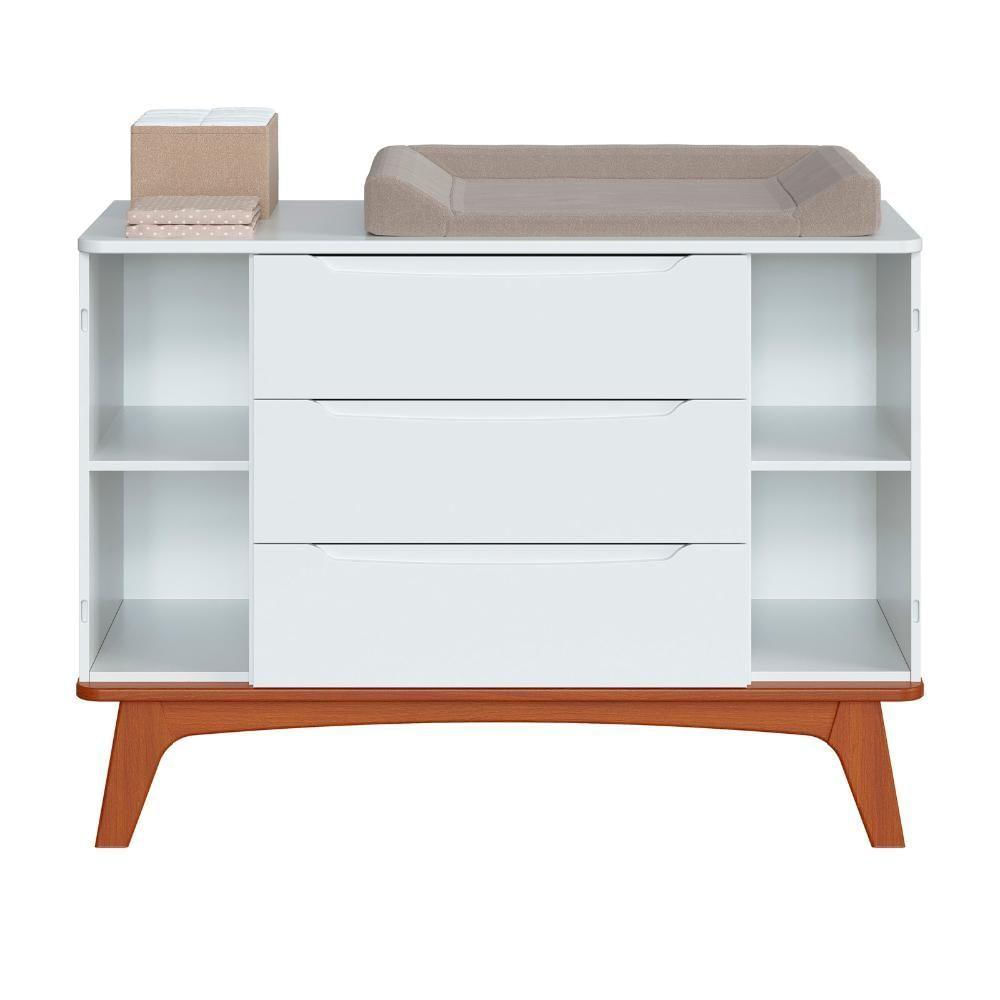 Miniatura Cômoda Infantil Canto Redondo 3 Gavetas E 2 Portas Sambalelê Branco