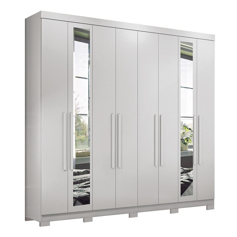 Miniatura Guarda Roupa Casal Master New 8.4 8 Portas Branco Com Espelho E Pés - Santos Andirá Branco