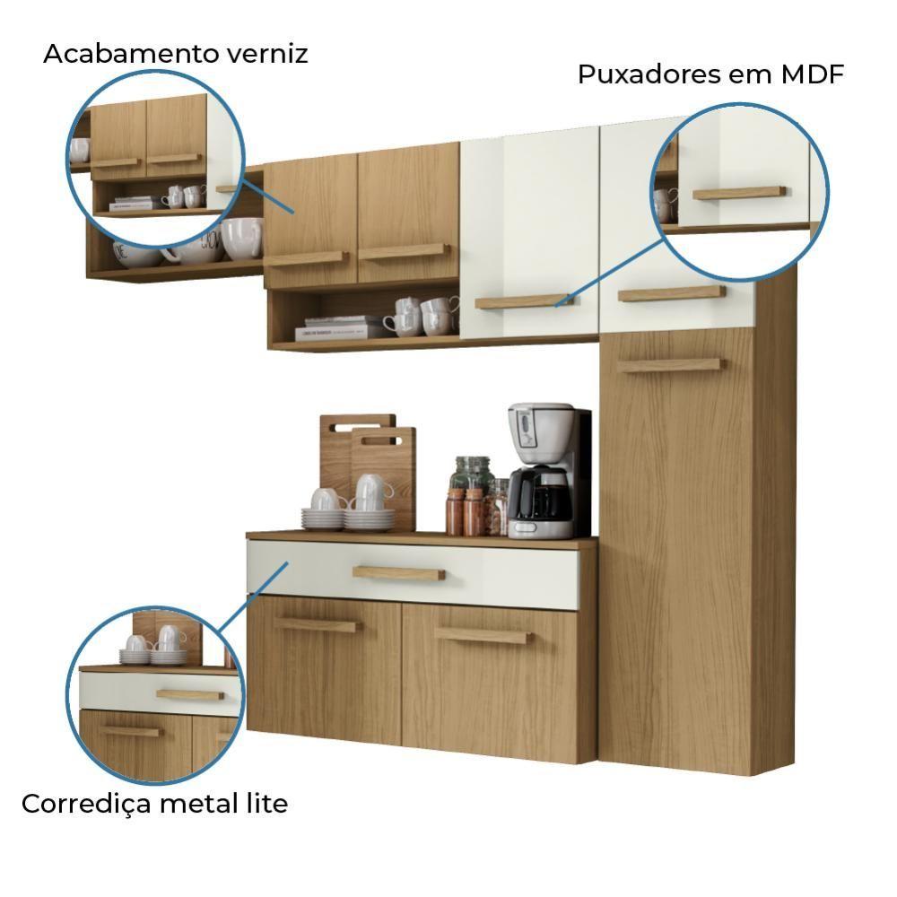 Cozinha Suspensa C/Balcão Ruby 7 Portas 1 Gaveta Off White