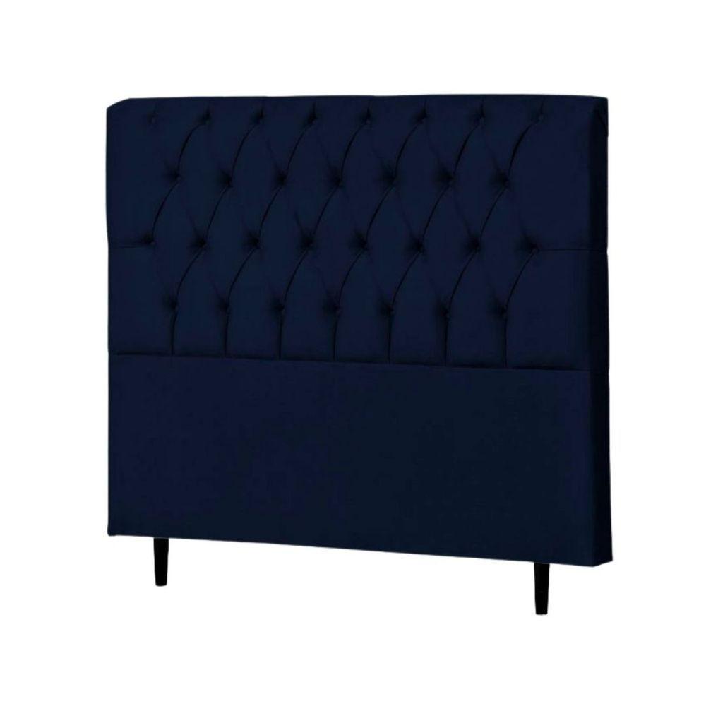 Miniatura Cabeceira Estofada King 195 Cm Paris Suede Azul Marinho