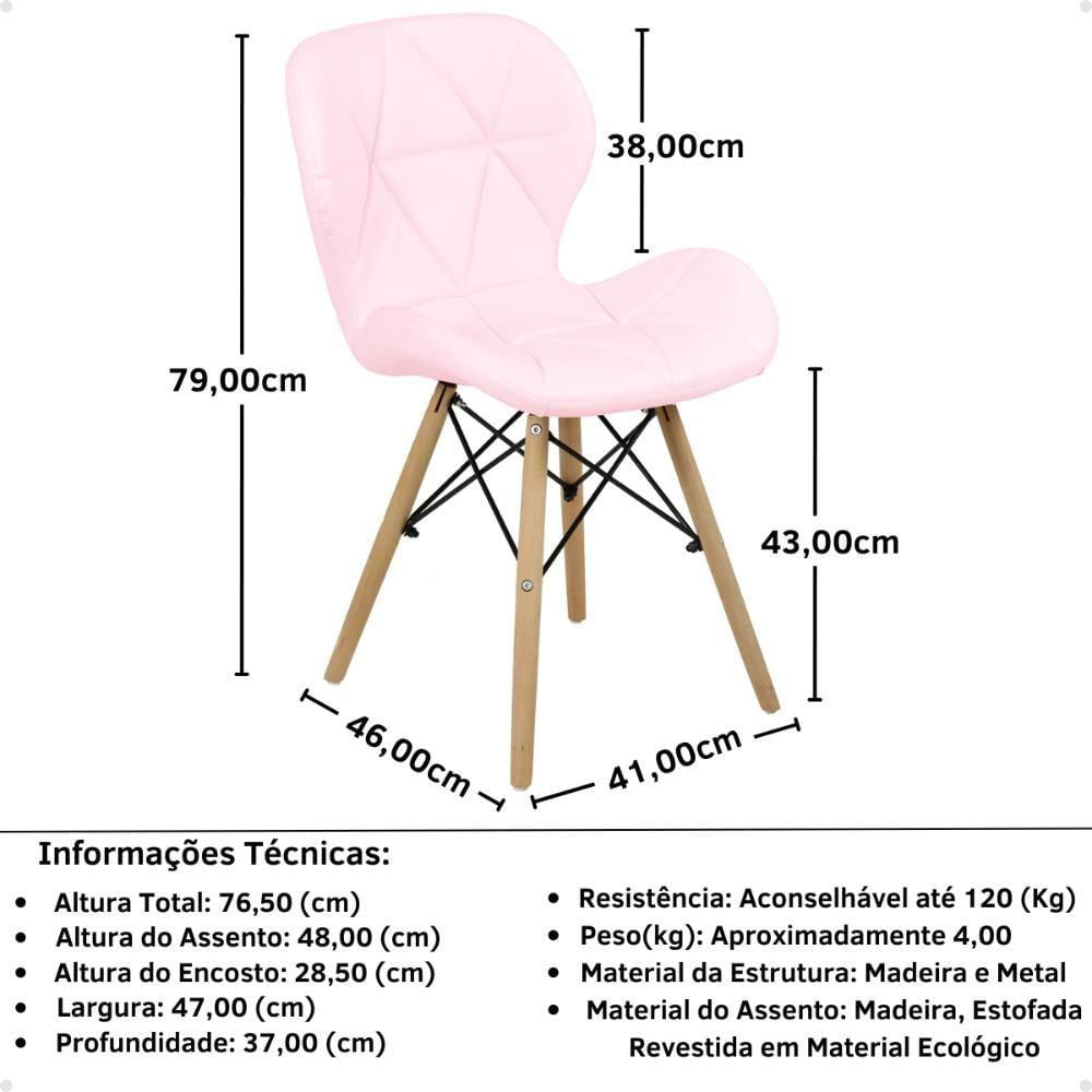 Miniatura Cadeira Charles Eames Eiffel Slim Wood Estofada - Rosa Claro