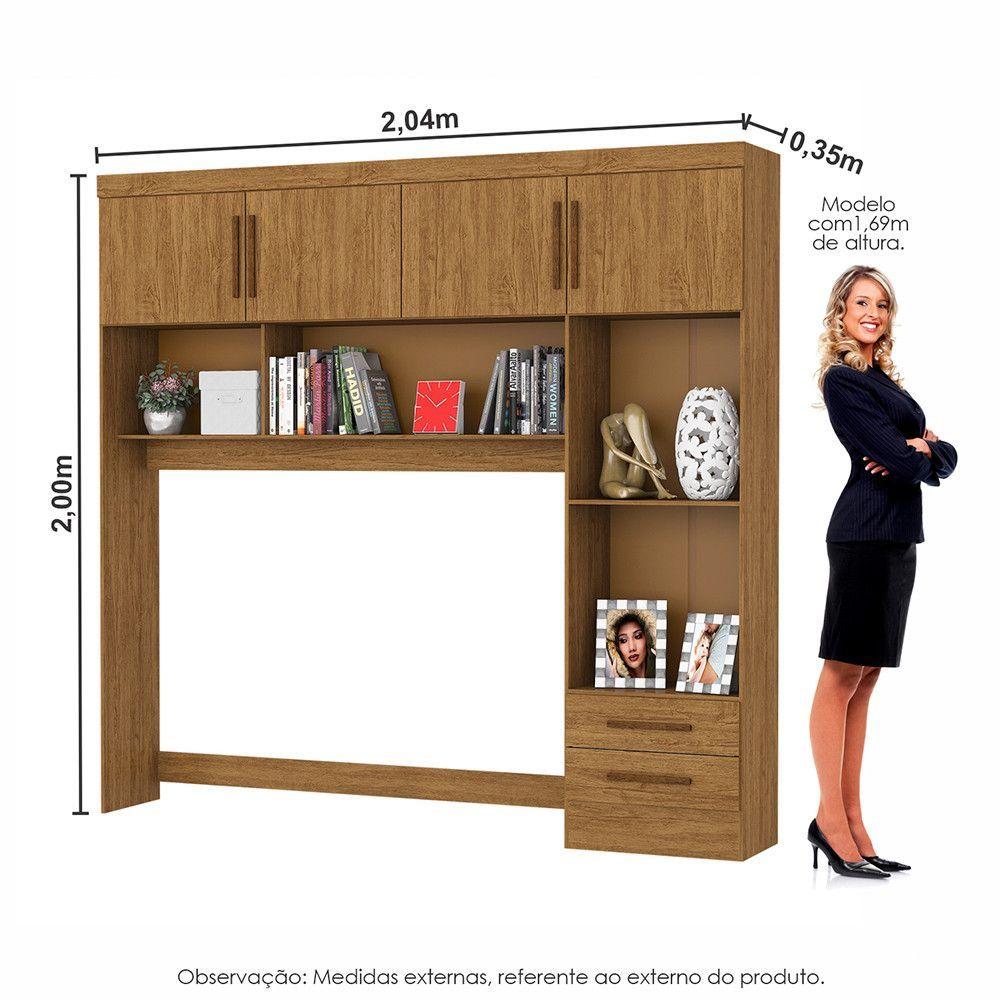 Miniatura Guarda Roupa Modulado Paris 4 Portas 2 Gavetas Freijó