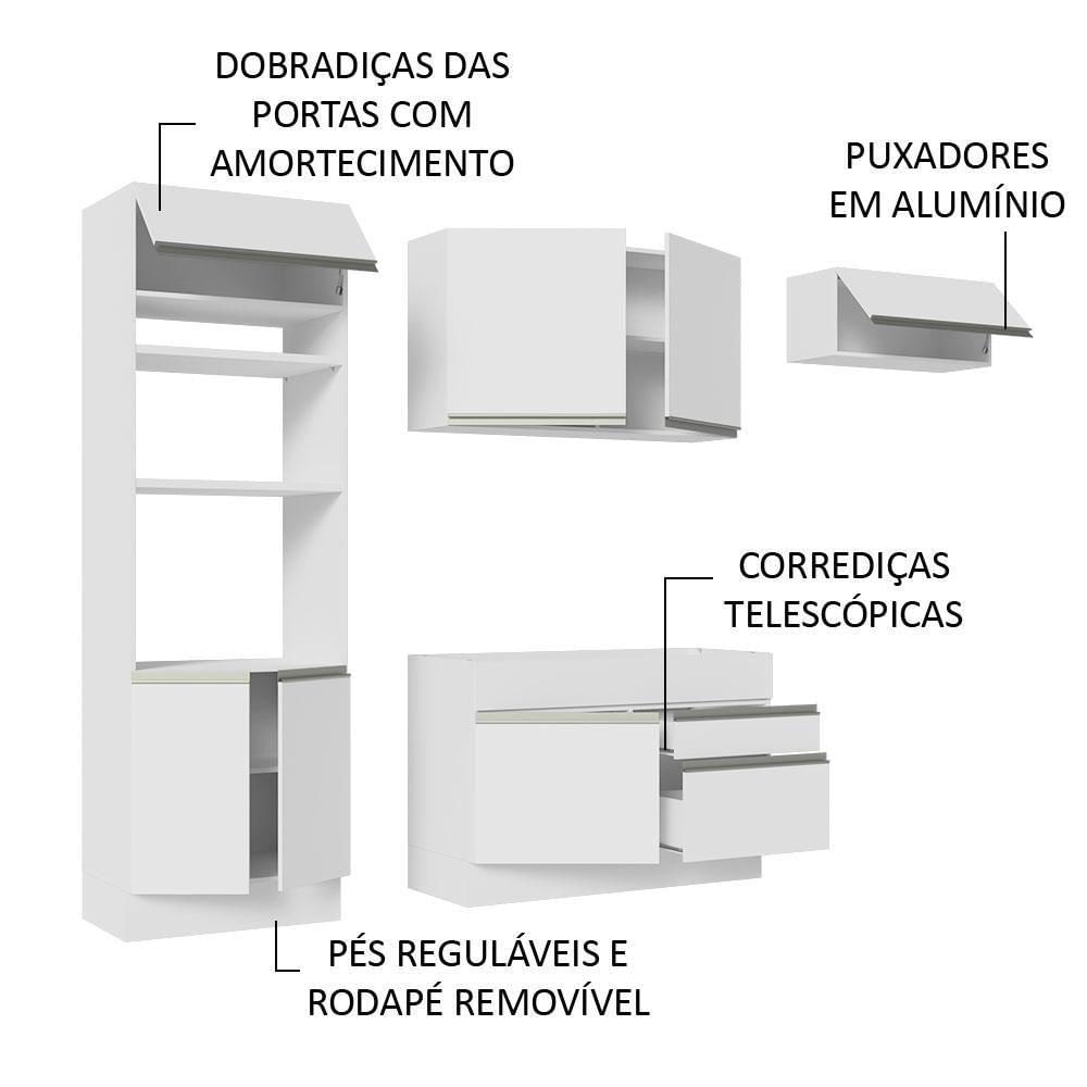 Armário De Cozinha Completa 270cm Branco Glamy Madesa 15 Branco