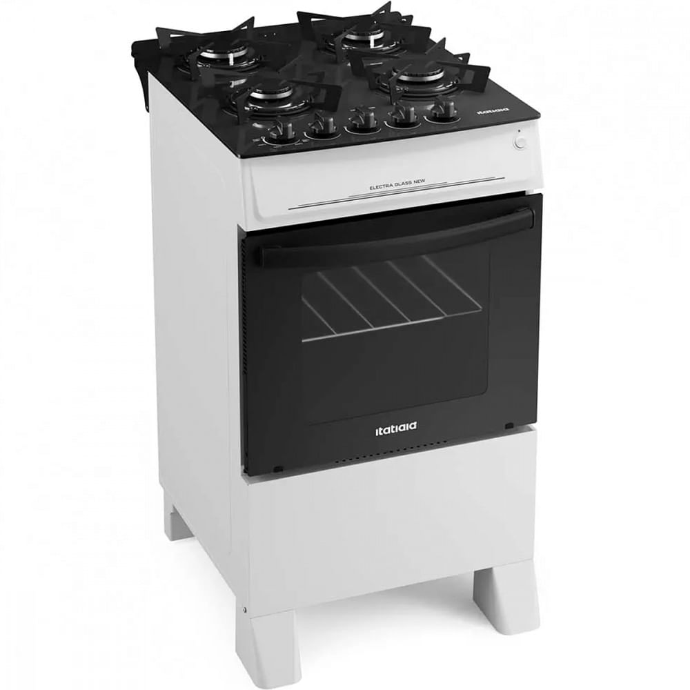 Miniatura Fogão 4 Bocas Itatiaia Vidro Temperado Electra Glass New Branco Bivolt Elétrica - Branco - Bivolt